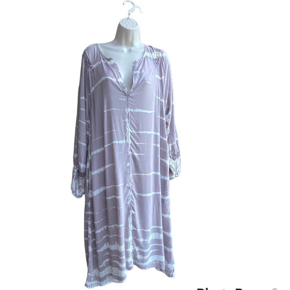 Soft Surroundings Long Sleeves Tie Dye Dress Large vacation beach